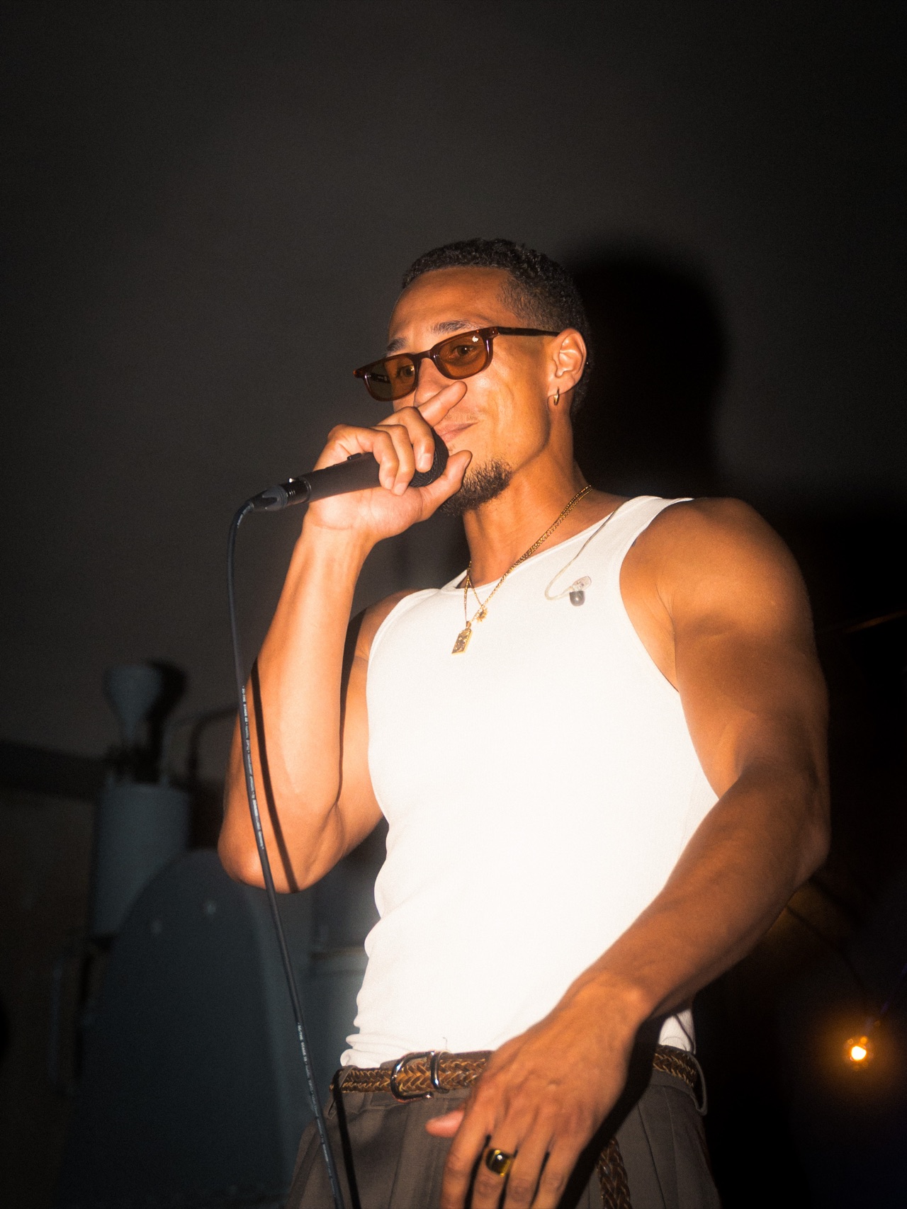 Close-up portrait of SELAH performing